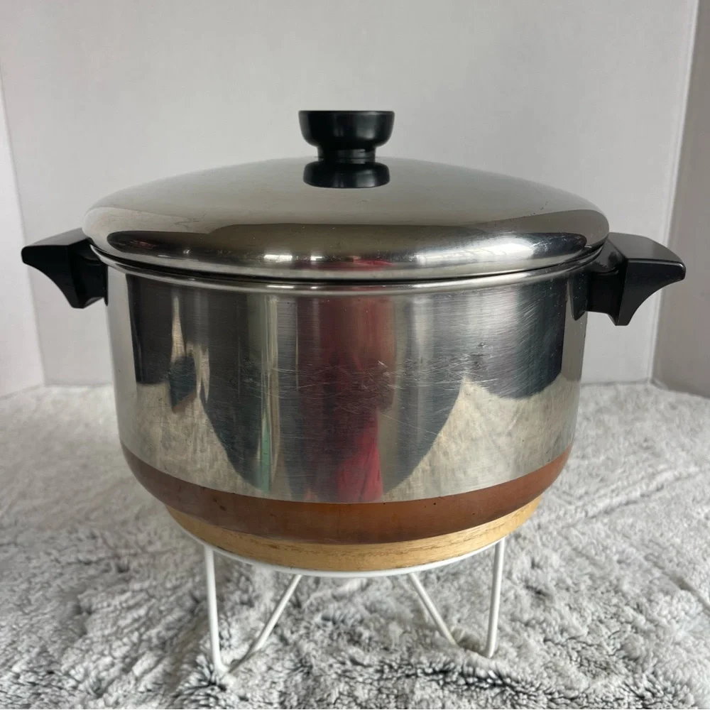 Vintage REVERE WARE Copper Clad 4 1/2 Qt Dutch Pot